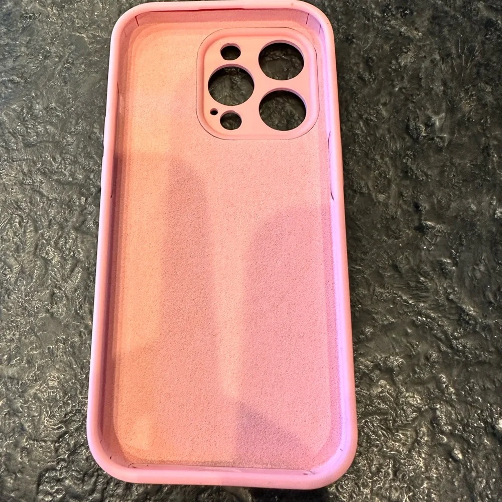 Pink silicone IPhone 14 Pro case with MagSafe